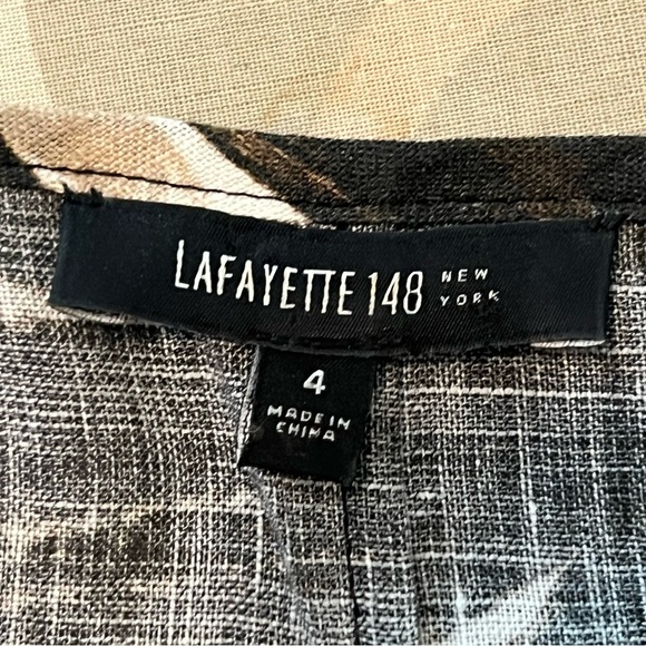 Lafayette 148 Wearable Art Geometric Print Sleeveless Tunic Top 100% Linen sz 4 - Picture 6 of 8
